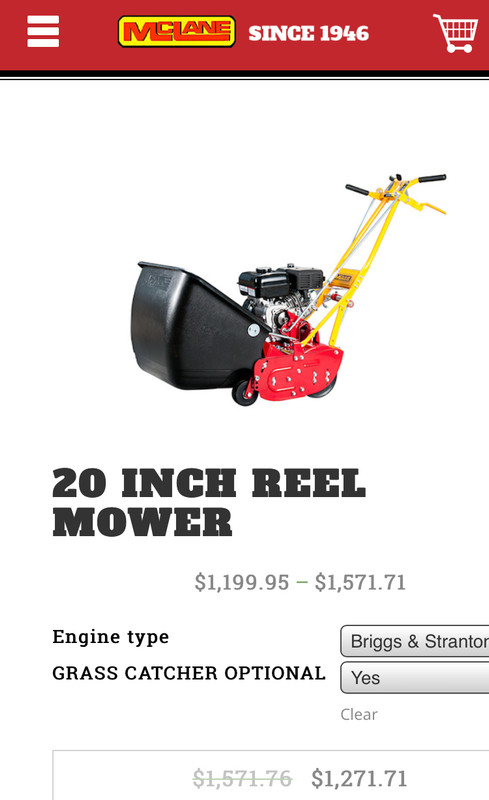 Reel Mowing - Mclane 20 inch 7 blade reel mower - Briggs and