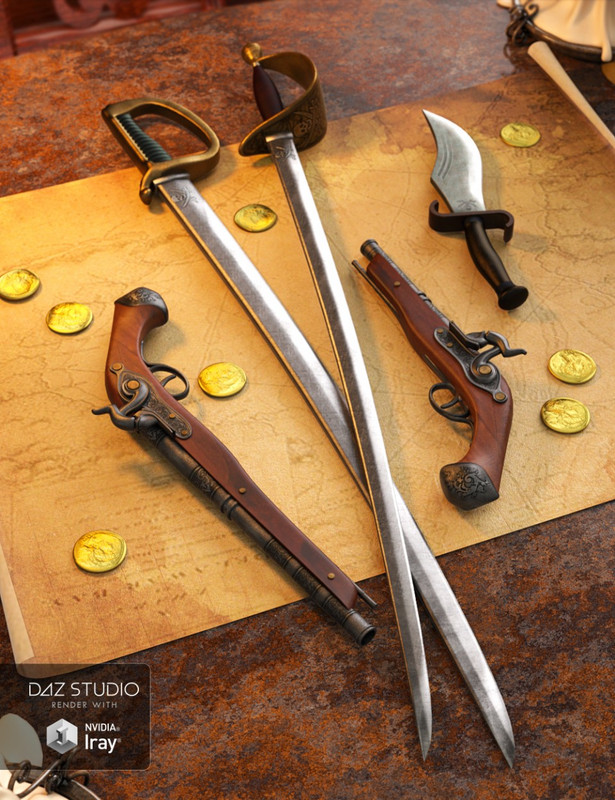 Pirate Weapons for Genesis 3 Male(s) and Female(s)