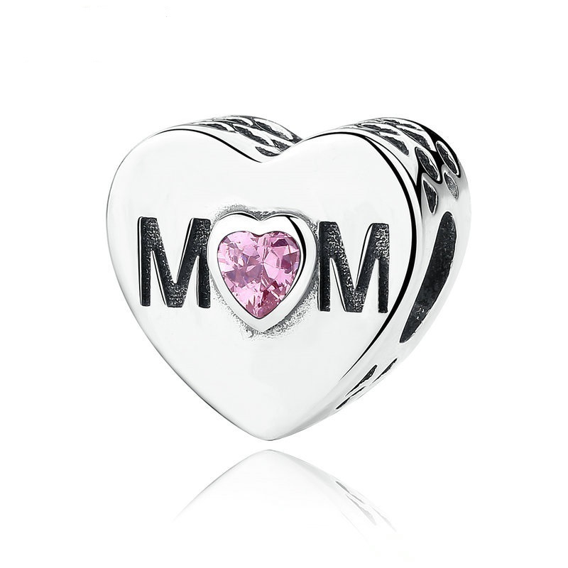 Mum Charm Pendant Heart Dangle Genuine 925 Sterling Silver Mother Mom 791521CZ