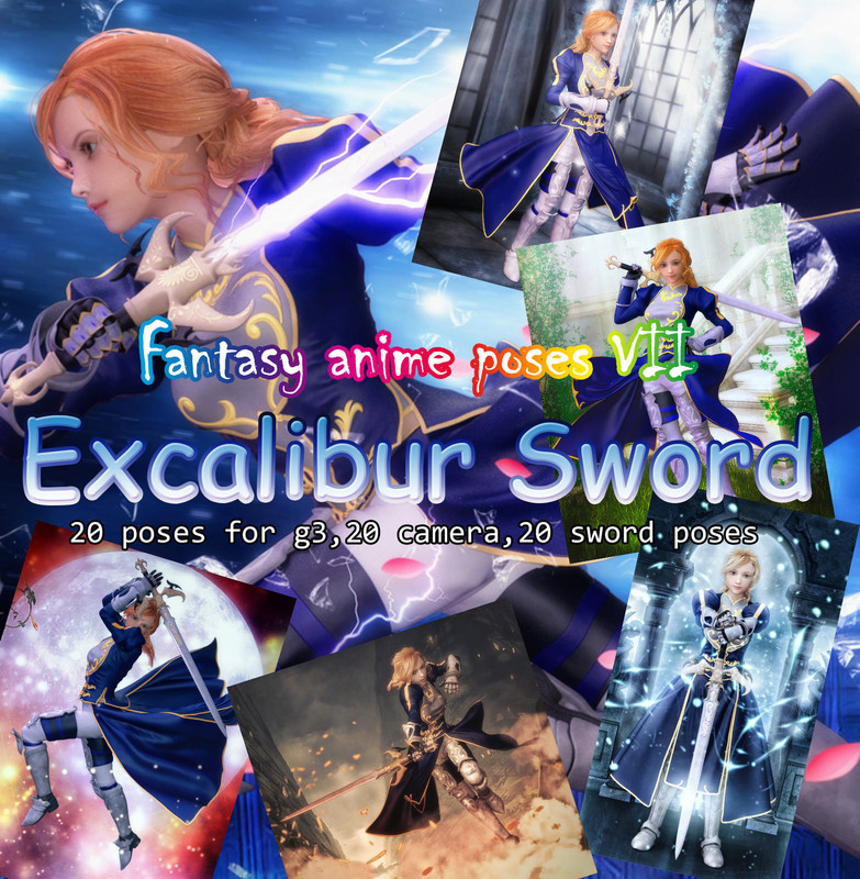 Fantasy Anime Poses VII _ Excalibur Sword _ for G3
