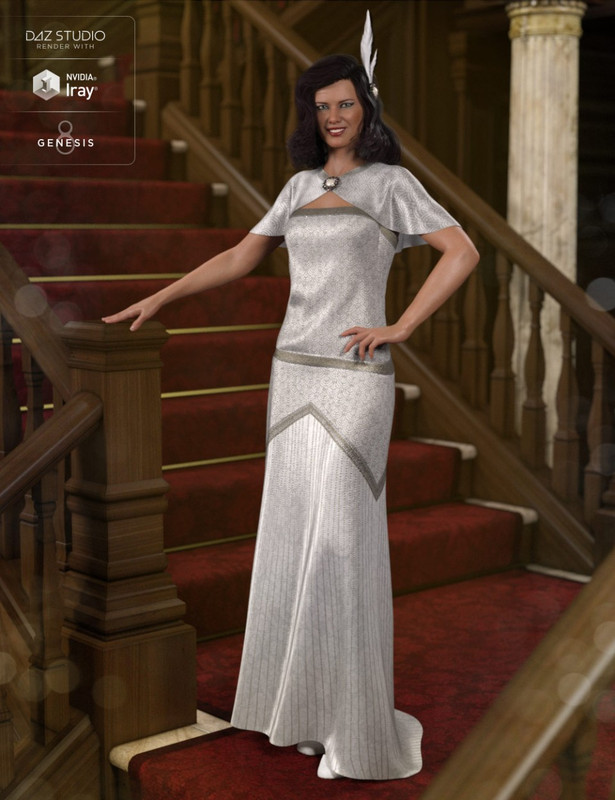 dForce 1920s Evening Gown Outfit for Genesis 8 Female(s)